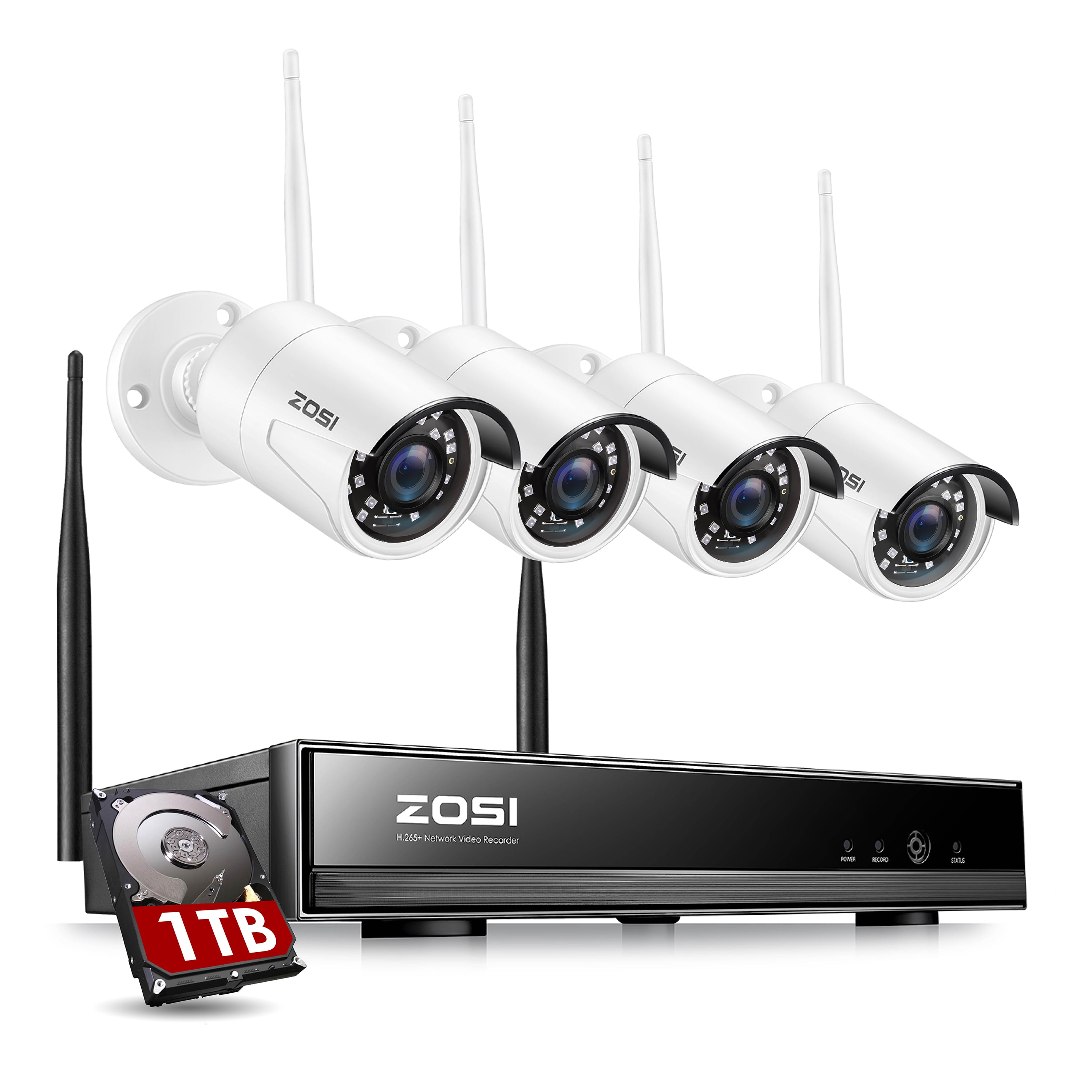 8CH CCTV NVR with 1TB Hard Drive,6pcs 1080P 2MP Outdoor Surveillance WiFi Cameras,Color Night Vision,Light &Siren Alarm ZOSI Spotlight Wireless Security Camera System with Two Way Audio,2K H.265