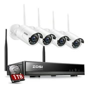 ZOSI Wireless Security Cameras System,H.265+ 8CH 1080P HD Network IP NVR with 1TB Hard Drive and 4pcs 2.0MP 1080P HD Wireless Weatherproof Indoor Outdoor IP Surveillance Cameras with 65ft Night Vision