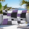 thumbnail image 4 of Outdoor Pillow Cover Abstract Art Set of 2 Waterproof Throw Pillowcases Purple Black Patchwork Decorative Patio Furniture Pillows for Couch Garden Indoor & Outdoor Use, 4 of 9