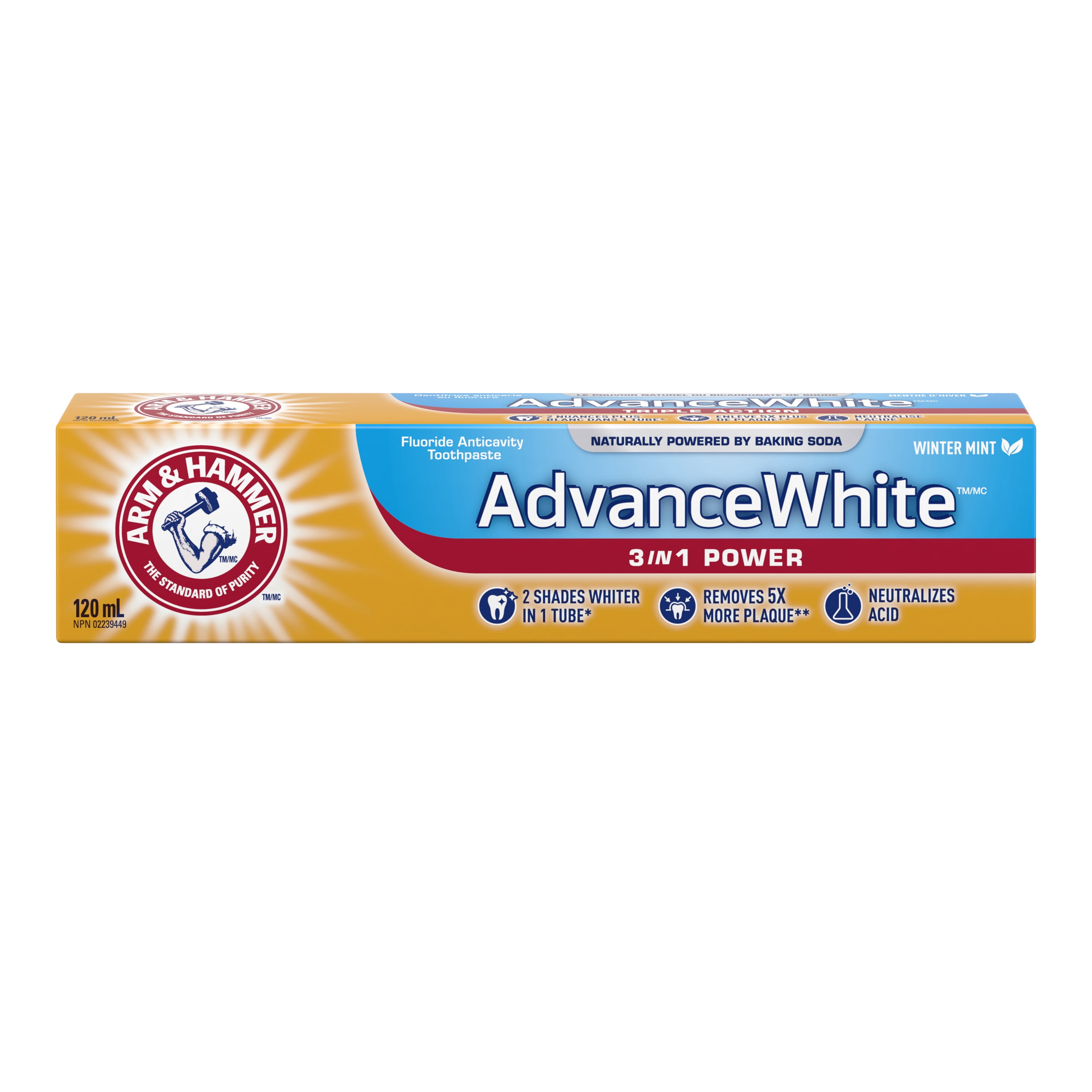 Toothpaste Neutralization Arm & Hammer Advance White Toothpaste 3in1 Power, Winter Mint Flavor ...