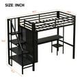 thumbnail image 3 of Modern Twin Loft Bed with I-Shaped Desk & Two-Tier Wardrobe, Sturdy Metal Frame, Storage Staircase, Space-Saving Student Dorm Solution, Black, 3 of 8