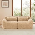 thumbnail image 2 of 2-Seater Modular Sectional Sofa, Soft Fluffy Plush Fabric, Anti-Slip Bottom, 32D High-Density Sponge (Light Khaki), 2 of 9
