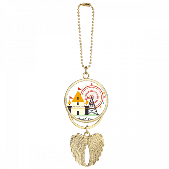 Visiting theme park in South Korea Car Keychain Angel Wing Pendant
