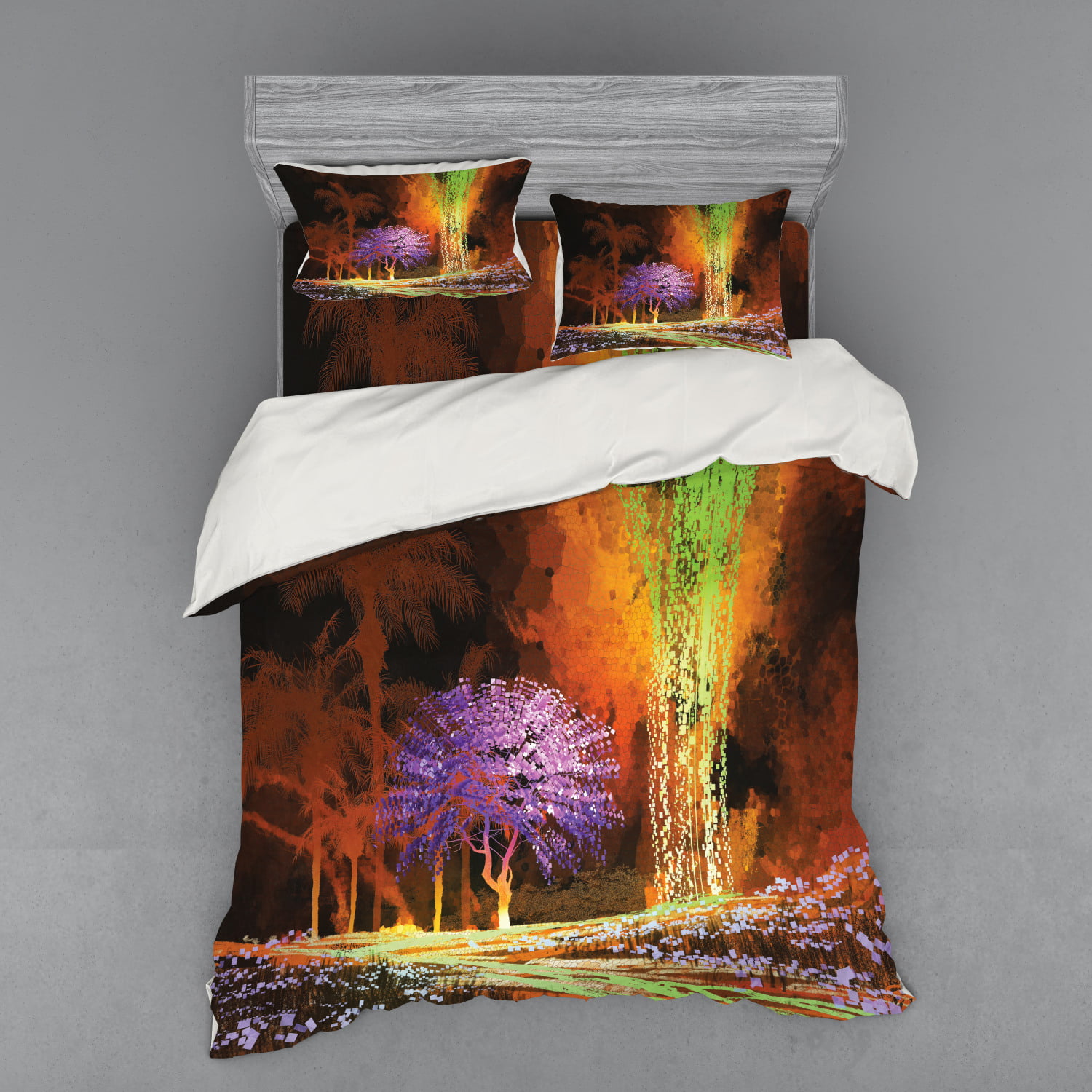 Fantasy Duvet Cover Set, Digitally Saturated Tropical Scene in Extreme ...