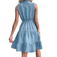 thumbnail image 4 of ZAXARRA Femmes Robe Sans Manches Manches Cou Froncé Partie d'Été Robe Courte avec Ceinture, 4 of 6