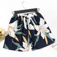thumbnail image 2 of FAZVAOO Womens Pajama Shorts,Floral Printed Drawstring Elastic Waist Sleep Shorts,7"Inseam, 2 of 5