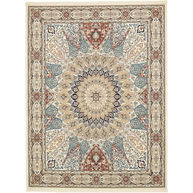 Unique Loom Narenj Medallion Pattern Design Rug 10' x 13' Rectangle Ivory/Tan