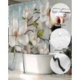thumbnail image 5 of Split Shower Curtain for Transfer Bench, Vintage Flowers Fabric Shower Curtains for Bathroom, White Country Lily Floral Plant Branch Tub Sliding Transfer Bench Waterproof Bath Curtains 72"x84", 5 of 9