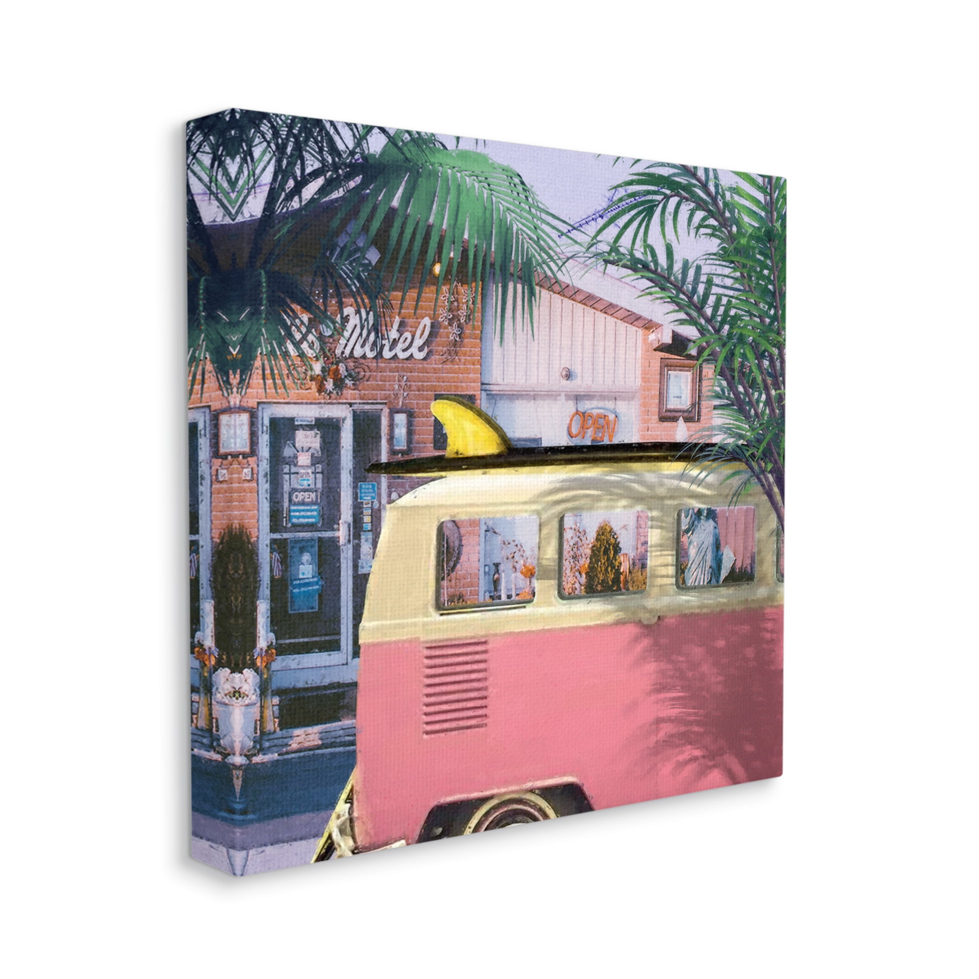 Stupell Retro Summer Palms Vacation Landscape Photography Gallery Wrapped Canvas Print Wall Art