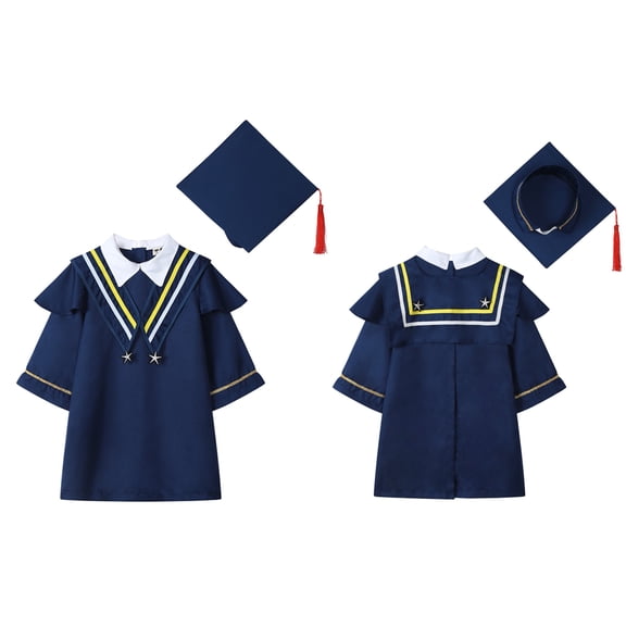 Unisex Grad Gowns Primary School Graduation Cap and Gown Set Navy Cap and Gown Kids Ceremony Party Gift 6-7 Years