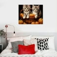 Jrxy Autumn Farm Cat Thanksgiving Animals Canvas Wall Art Oil Painting