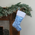 thumbnail image 2 of Northlight 20.5" Light Blue and White Glittered Swirl Christmas Stocking with Faux Fur Cuff, 2 of 4