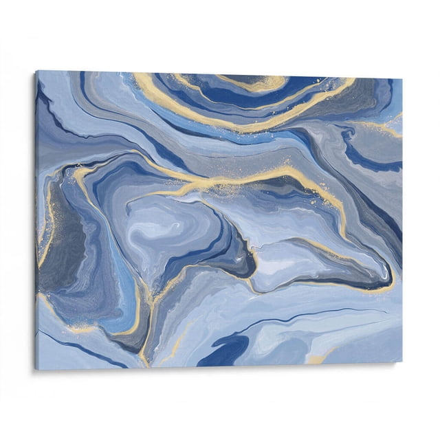 Cuadro decorativo - Azules y Oro 01, Marmolista 100x75 Canvas Lab Abstracto, Minimalista,
