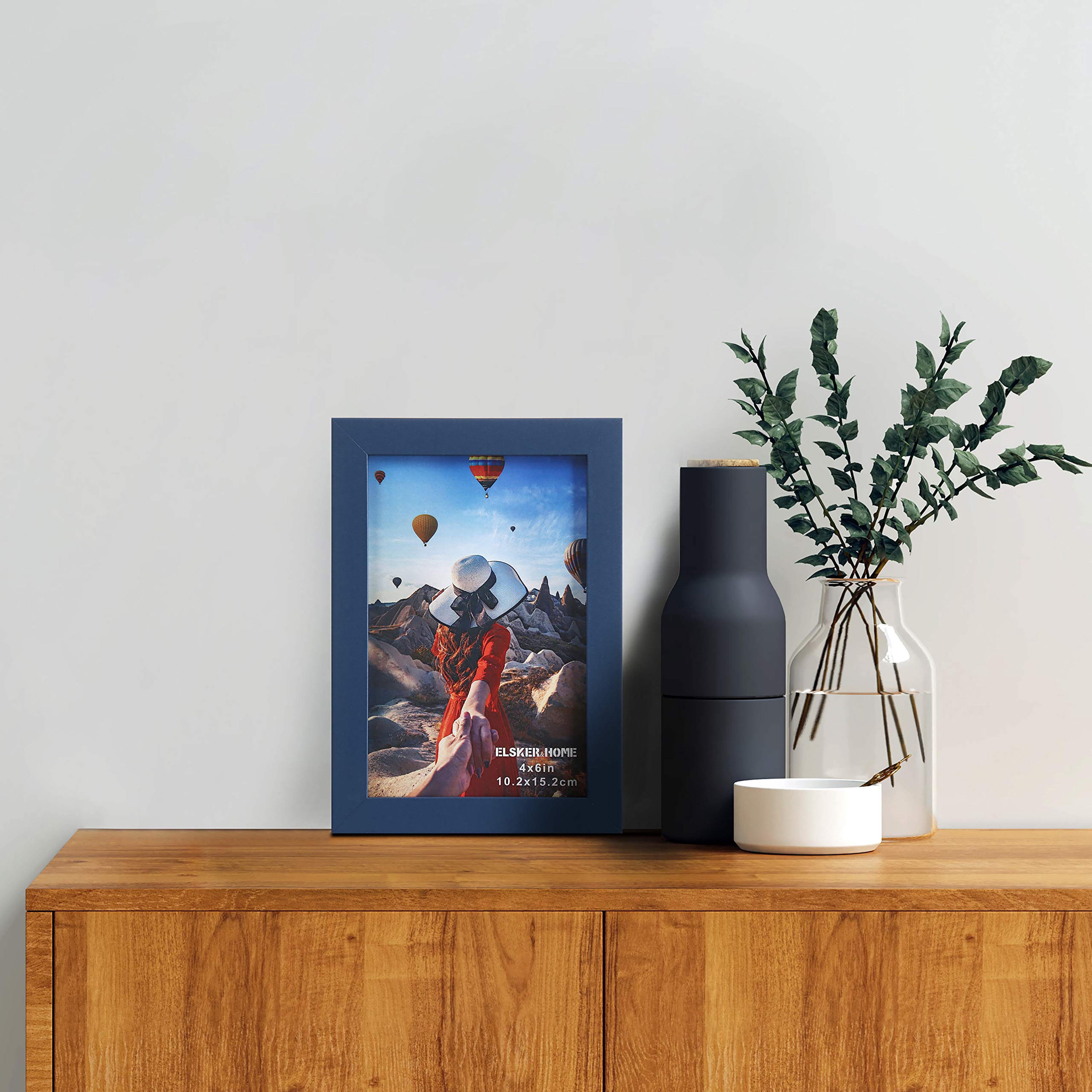 ELSKER&HOME 4x6 Picture Frame 6 Pack - Navy Blue Sturdy Wood Composite Photo Frame