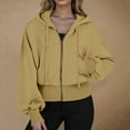 thumbnail image 2 of Oversized Sweatshirt For Women Stylish Hooded Casual With Zipper Pocket In Solid Color Khaki Winter Jacket Coat ( 2XL ), 2 of 4