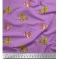thumbnail image 1 of Soimoi Purple polyester Crepe Fabric Tree & Animals Dots Decor Fabric Printed Yard 52 Inch Wide, 1 of 5