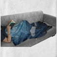 thumbnail image 6 of Whale Soft Flannel Fleece Blanket, Vintage Whale Poster Motif on Marine Grunge Backdrop Retro Ocean Graphic, Cozy Plush for Indoor and Outdoor Use, 60" x 80", Petrol and Violet Blue, by Ambesonne, 6 of 6