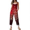 thumbnail image 6 of Christmas Snowflake Ornament Print Sleeveless Overalls, Women Relaxed Fit Holiday Bib Jumpsuit, 6 of 8