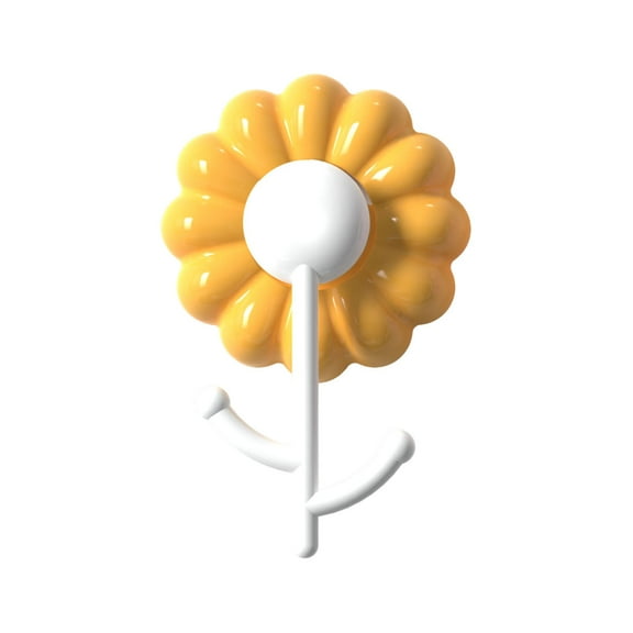 YATLTE Adhesive Wall Hooks, Heavy Duty White Yellow Flower Wall Hangers, Flower Hooks for Hanging Towel Coat Sticky Hooks for Bathroom Shower Kitchen