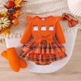 thumbnail image 2 of Whouriu Baby Halloween Outfit Set Cute Pumpkin Ruffle Romper Skirt Headband Leg Warmers Soft Party Wear 4Pcs Set, 2 of 8
