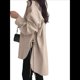 thumbnail image 3 of Camisas de Botones Extragrandes para Mujer, Blusas de Larga con Aberturas, Corte Alto y Bajo Caqui M, 3 of 8