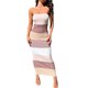 thumbnail image 1 of Lucakuins Mujer Bodycon Maxi Vestido Largo, Verano Sin Mangas Bandeau Contraste Color Acanalado Vestido de Punto Lucakuins  moda, 1 of 9