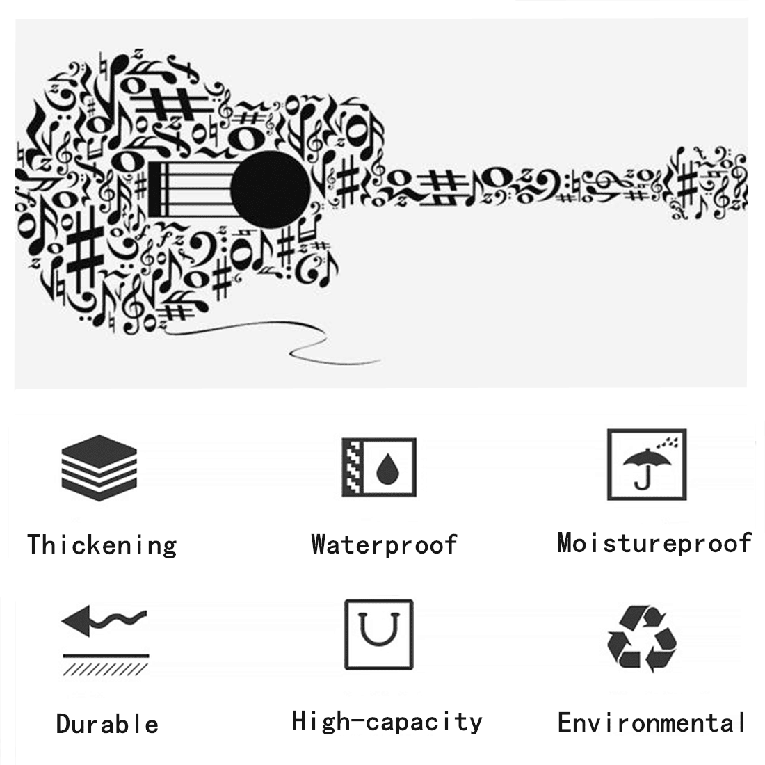 12mm Thick Padding Waterproof Dual Adjustable Shoulder Strap with Back Hanger Loop and Music Stand Pocket For Acoustic Classic Guitar