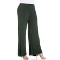 thumbnail image 2 of 24/7 Women's Plus Size Comfort Apparel Elastic Waist Flared Leg Plus Size Palazzo Pants, 2 of 4