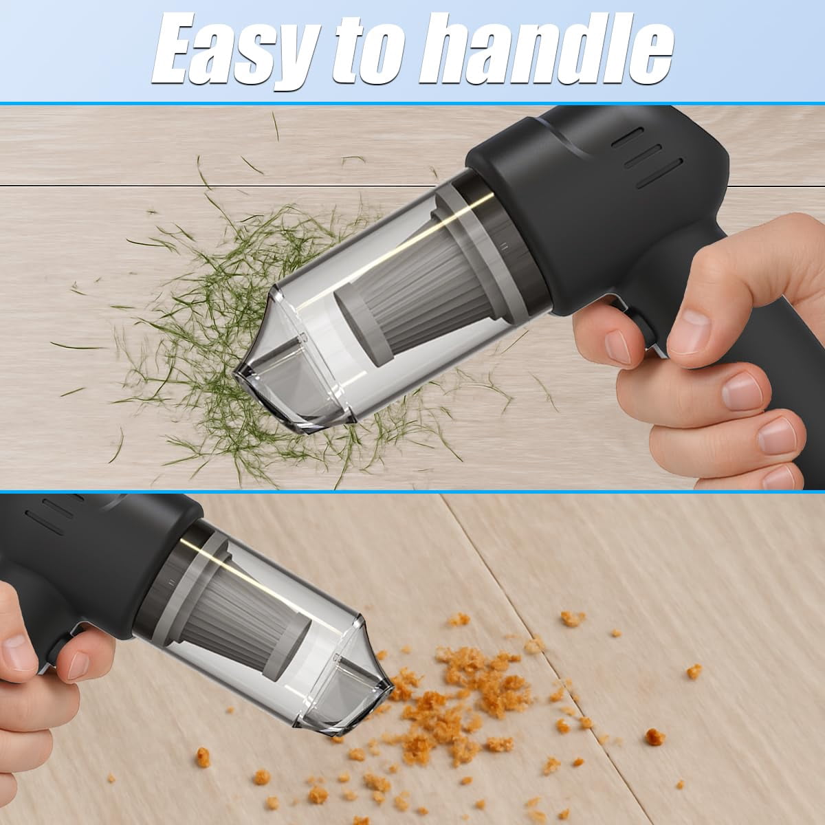 Guinea Pig Handheld Vacuum Cleaner Cage, Guinea Pig cage Cleaner, Rabbit Poop Vacuum, for Lightweight Cleanup of Guinea Pig, Rabbit, Hamster, Chinchilla, Reptile, Bird（Black）