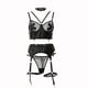 thumbnail image 3 of Women Metal Buckle Bandage Lingerie Black Mesh Bra Panty Garter Outfit, 3 of 8
