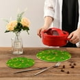 thumbnail image 6 of SKYSONIC 2 pcs Golden Horsesho Shamrock Pot Holders Trivets, Heat Resistant Trivets,St Patrick's Day Clover Cotton Thread Weave Mats for Hot Pads Pans Pot Bowl Teapot, 6 of 7