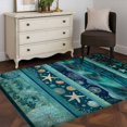 thumbnail image 3 of Teal Starfish Coastal Area Rugs 4'x6', Washable Small Throw Rugs for Office Bathroom, Nautical Coral Shell Ocean Summer Beach Indoor Outdoor Rug Non-Slip Low Pile Carpet Runner Reversible Floor Mats, 3 of 8