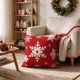 thumbnail image 5 of Sm:)e Christmas Throw Pillow Cover Set of 4, 18 x 18 Inch Winter Holiday Cushion Case Decoration for Sofa Couch, Hello Winter Buffalo Plaid Snowflake Red, 5 of 7