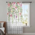 thumbnail image 3 of Colorful Flowers Semi Sheer Curtains Drapes for Living Room,Bedroom,French Doors Window 84 Inches Long,Spring Leaves Floral Botanical Wood Grain Rod Pocket Chiffon Curtain Voile Drapery Panel, 3 of 8