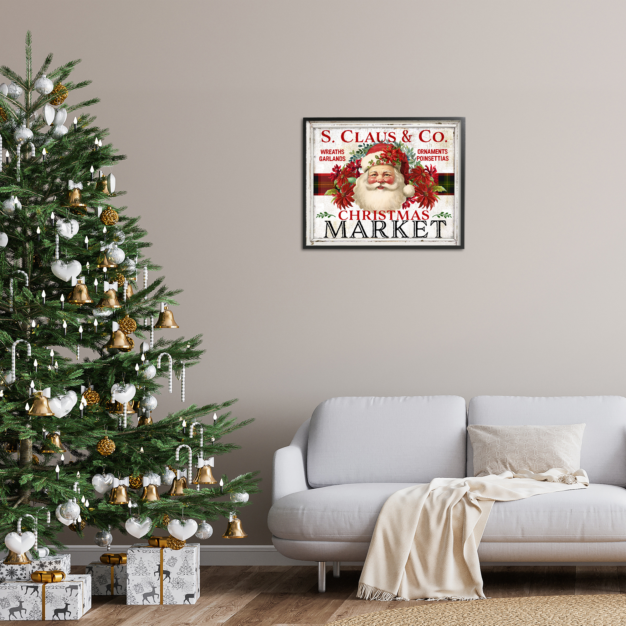 Stupell Industries Holiday Christmas Market Holiday Painting Black Framed Art Prints Wall Art, 30 x 24