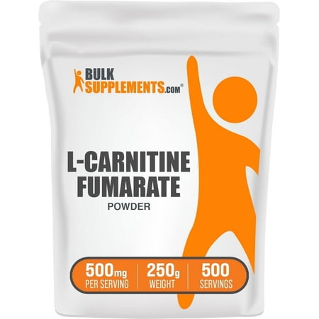 BulkSupplements L-Carnitine Fumarate Powder, Dietary Supplement, Unflavored, 250g, 500 Servings