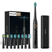 Fairywill Ultrasonic Electric Toothbrush for Adults , Rechargeable Whitening Sonic Toothbrush with 8 Duponts Brush Heads 5 Modes , Waterproof