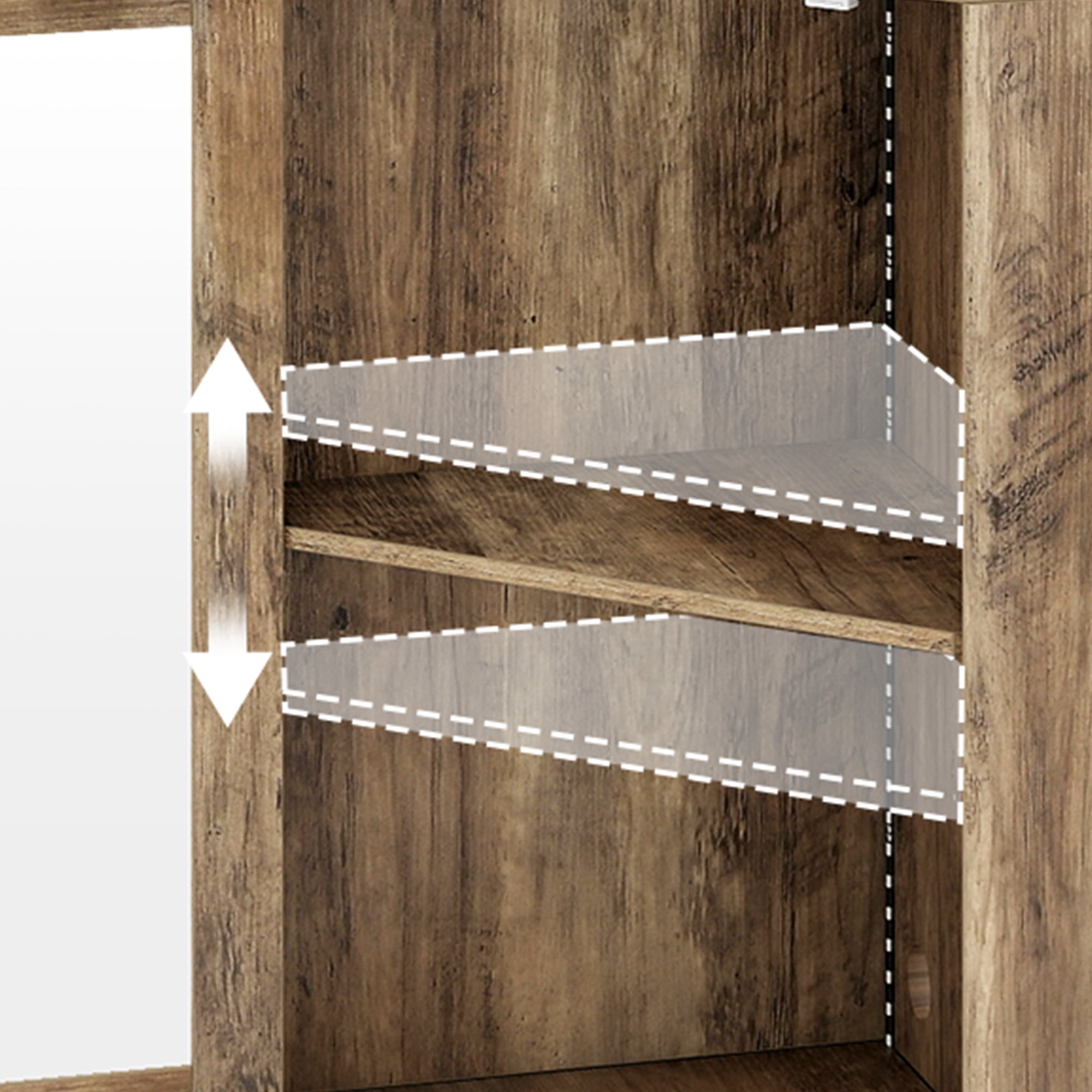 Uforic Corner Shelf with Door& LED Light, 5 Tier Corner Bar Cabinet with Power Outlets& Glass Holder