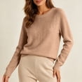 thumbnail image 5 of IUYRTFE Women's Round Neck Rhinestone Embellished Knit Sweater – Long Sleeve Crew Neck Pullover Top for Fall Winter Casual Daily Wear, 5 of 7