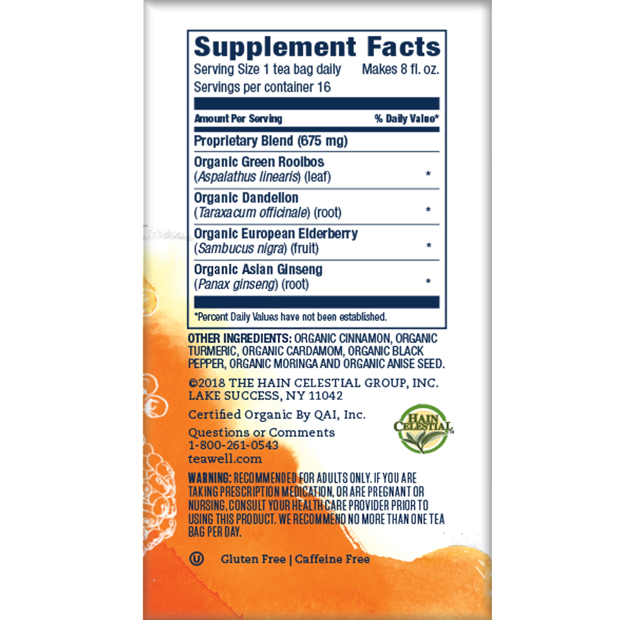 Celestial Seasonings TeaWell Organic Turmeric Spice Wellness Tea, 16 Ct Tea Bags
