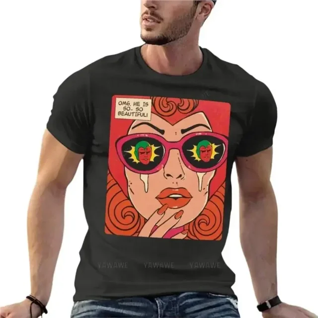 Camiseta de manga corta con estampado de la Bruja Escarlata y Wanda Maximoff para hombre, ropa de calle de manga corta, talla grande, estilo Harajuku