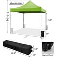 thumbnail image 7 of VICTAL 10' x 10' Pop-up Canopy with Straight Legs Wedding Party Tent Folding Gazebo Beach Canopy with Carry Bag, Green, 7 of 7