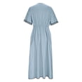 thumbnail image 3 of Ahabrexf Summer Dress for Women,V-Neck Short Sleeve Solid Long Casual Dress, 3 of 8