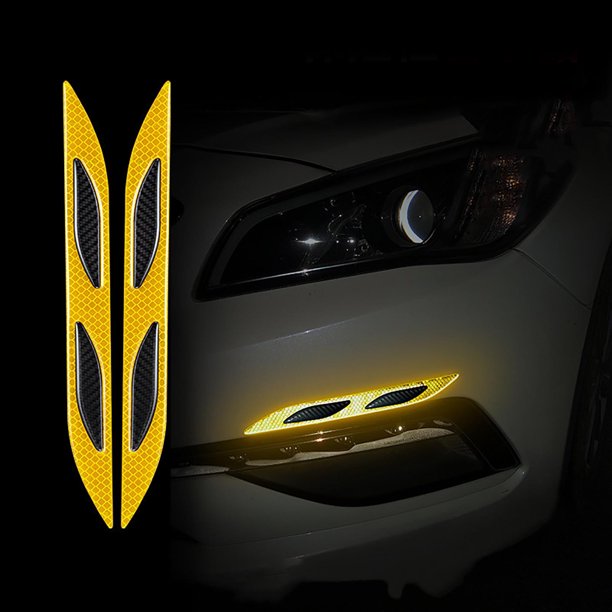 Tira reflectante brillante antiarañazos para coche | Calcomanía anticolisión de PET autoadhesiva | Paquete de 2 | 11.02 pulgadas | Ajuste universal para coche camión SUV espejo capó cuerpo | Tira de