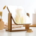 thumbnail image 2 of 1PC 180° Rotated Wooden Makeup Mirror Desktop Small Glass Silver Mirror, 2 of 8