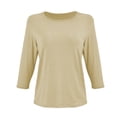 thumbnail image 1 of Playera George para Mujer, Escote Redondo, Manga 3/4 cafe Talla M, 1 of 4