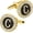 C, variant on A-Z Initial Cufflinks for Men and Women with Clear Crystal, Gold Silver Color Rasied Letter A-Z Cuff Links for French Shirt, Gift for Normal and Business Wearing