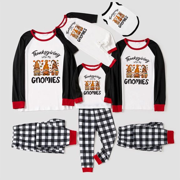 Thankgiving With My Gnomies Matching Family Pajamas, Thanksgiving Family Pj, Thanksgiving Pajamas Plus Size, Size NB - Men 6XL