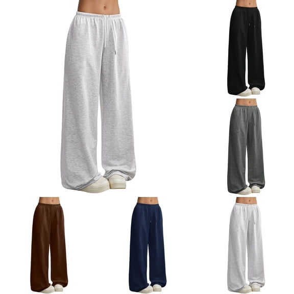 Arlun,Women's Baggy Sweatpants with Pockets Wide Leg High Waisted Casual Sweat Pants Lounge Drawstring Joggers Soft Comfortable Gym Workout Pants Light Gray XS