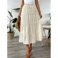 thumbnail image 6 of Yesfashion Wholesale Women's Midi Skirts Tiered Pleated Elastic Waist Long A-Line Skirt, 6 of 9